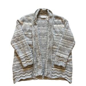 Alfred Dunner Petite Women's Gray Knit Cardigan Sweater PXL Open Front